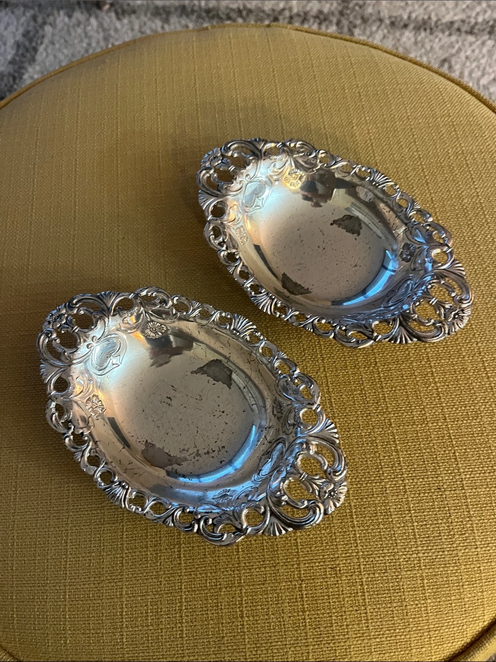 Ornate Silver-Plate Decorative Dishes - Set of 2